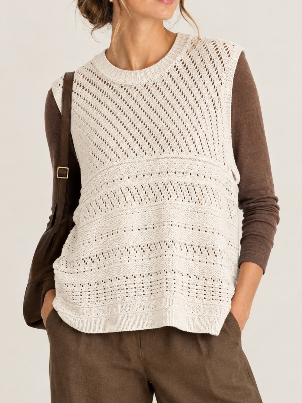 J.Jill Open Knit Crochet Sweater Tank 2X 🍂🤍 Fall Layer